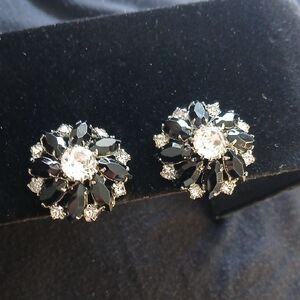 Albert Weiss Black and Silver Crystal Earrings